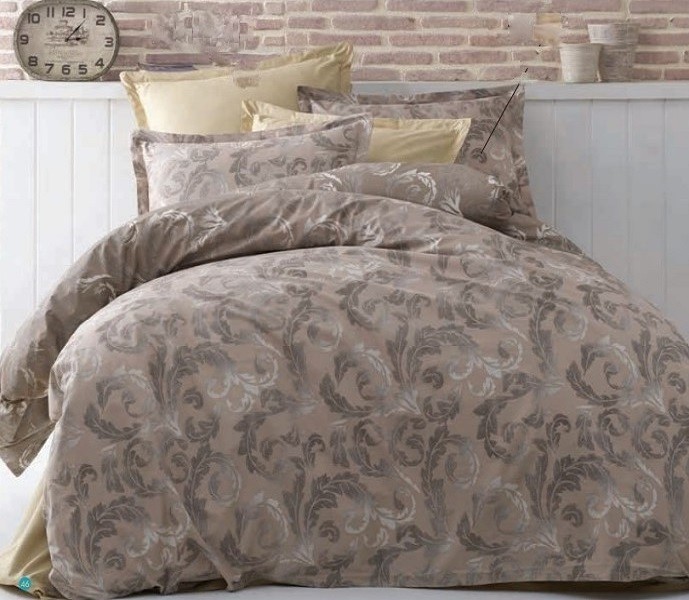 

Комплект постельного белья Роспись на коричневом Вензель CottonTwill 220х240 см Евро Бязь Calico Турция (БС02-4)