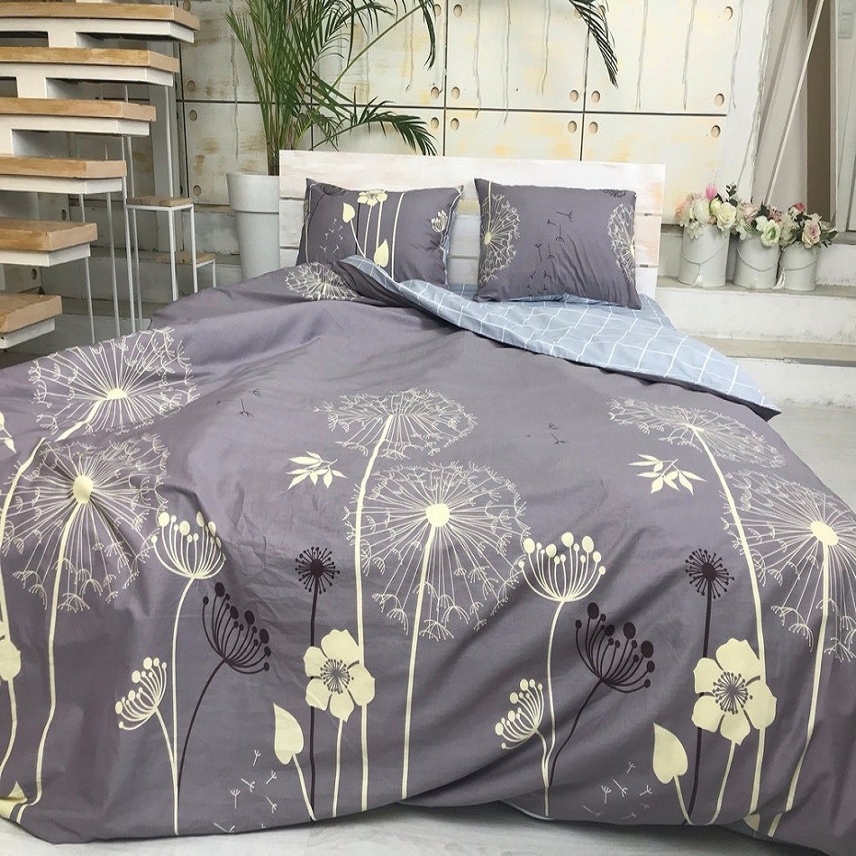 

Комплект постельного белья с одуванчиками "Шале" CottonTwill Сатин Premium 220х250 см Семейный (SP067-6)