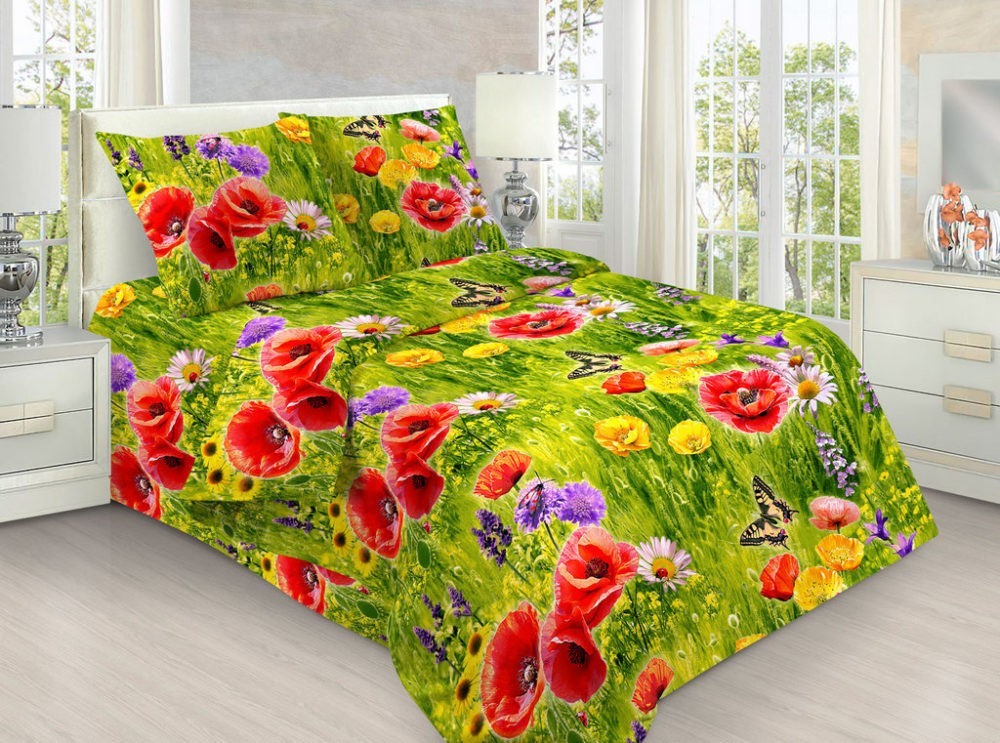 

Комплект постельного белья Полевой букет 3D CottonTwill 1.5-спальный 150х220 см Бязь (ДРБ035-3)