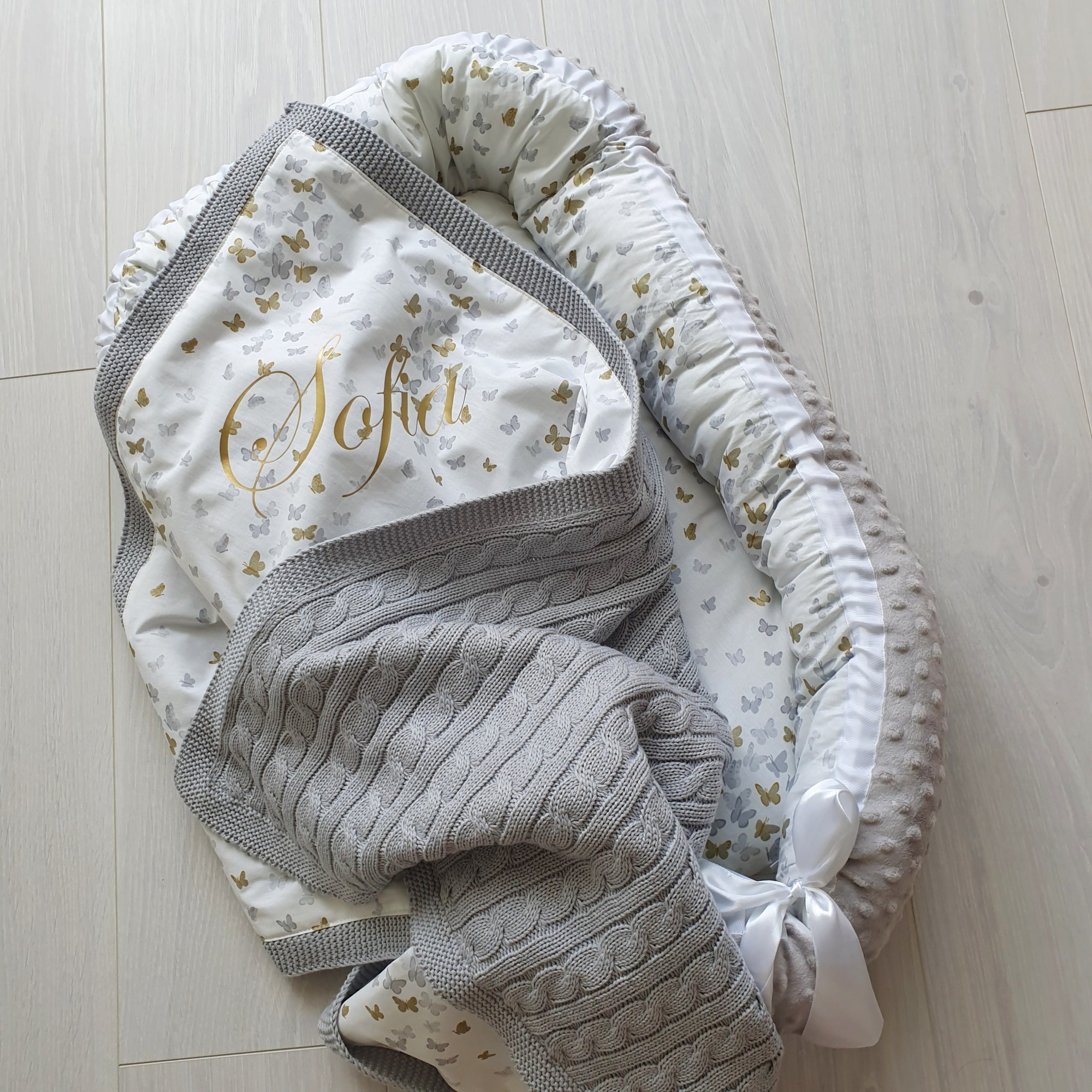 

Подарочный набор MammyDo Butterflies 2 элемента серый