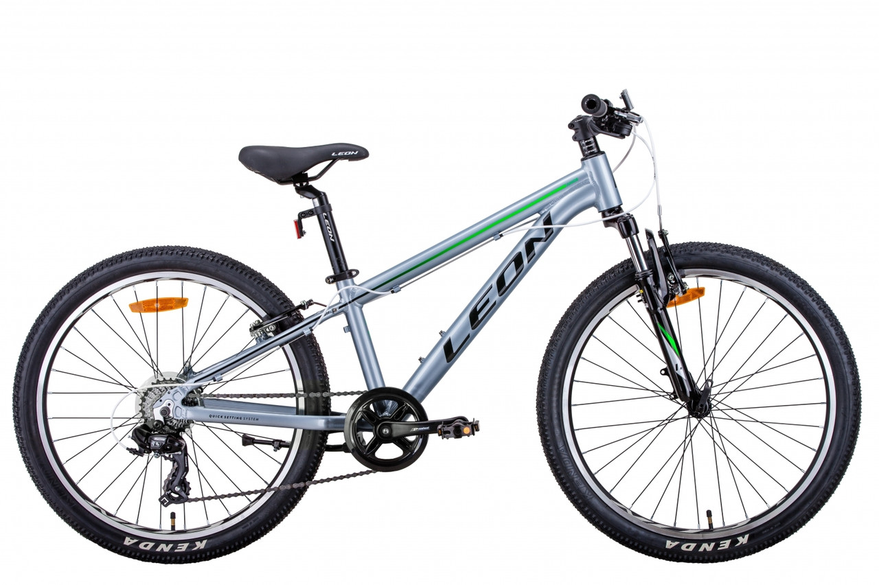 

Велосипед AL 24" Leon JUNIOR AM Vbr рама-12" серебристо-черный с зеленым 2021