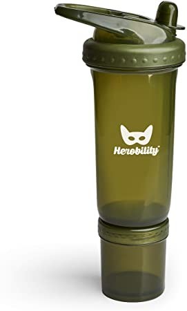 

Бутылка для воды Herobilityс контейнером для питания детская 300 мл HeroSport Оливковый цвет