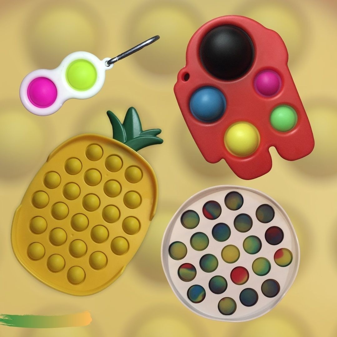 

Набор Игрушки Антистресс Бабл Dubble toy Ананас + Simple Dimple Амонг Ас+ Бубл Bubble toy Круг +Подарок брелок