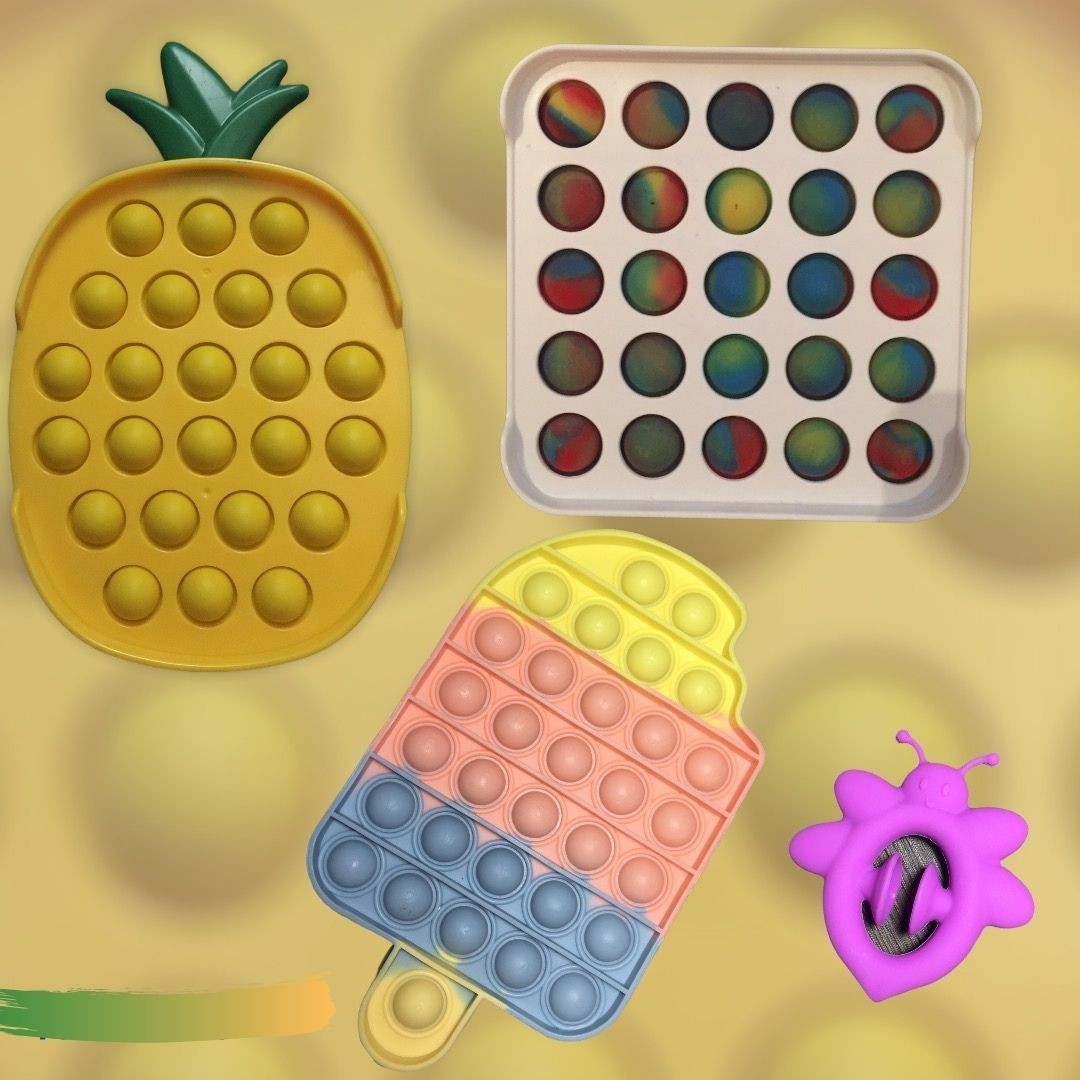 

Игрушки Антистресс Бубл Bubble toy Ананас + Поп Ит Мороженое + Бабл Dubble toy Квадрат + Снапперс Snapperz
