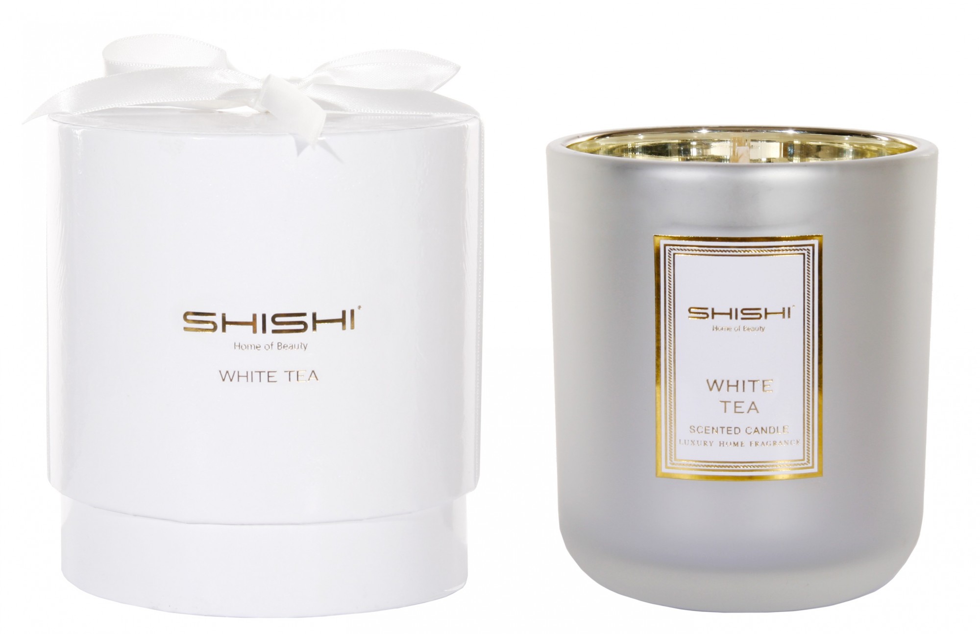 

Aроматическая cвеча Shishi "White Tea" t 70 ч h 11 см серебристая