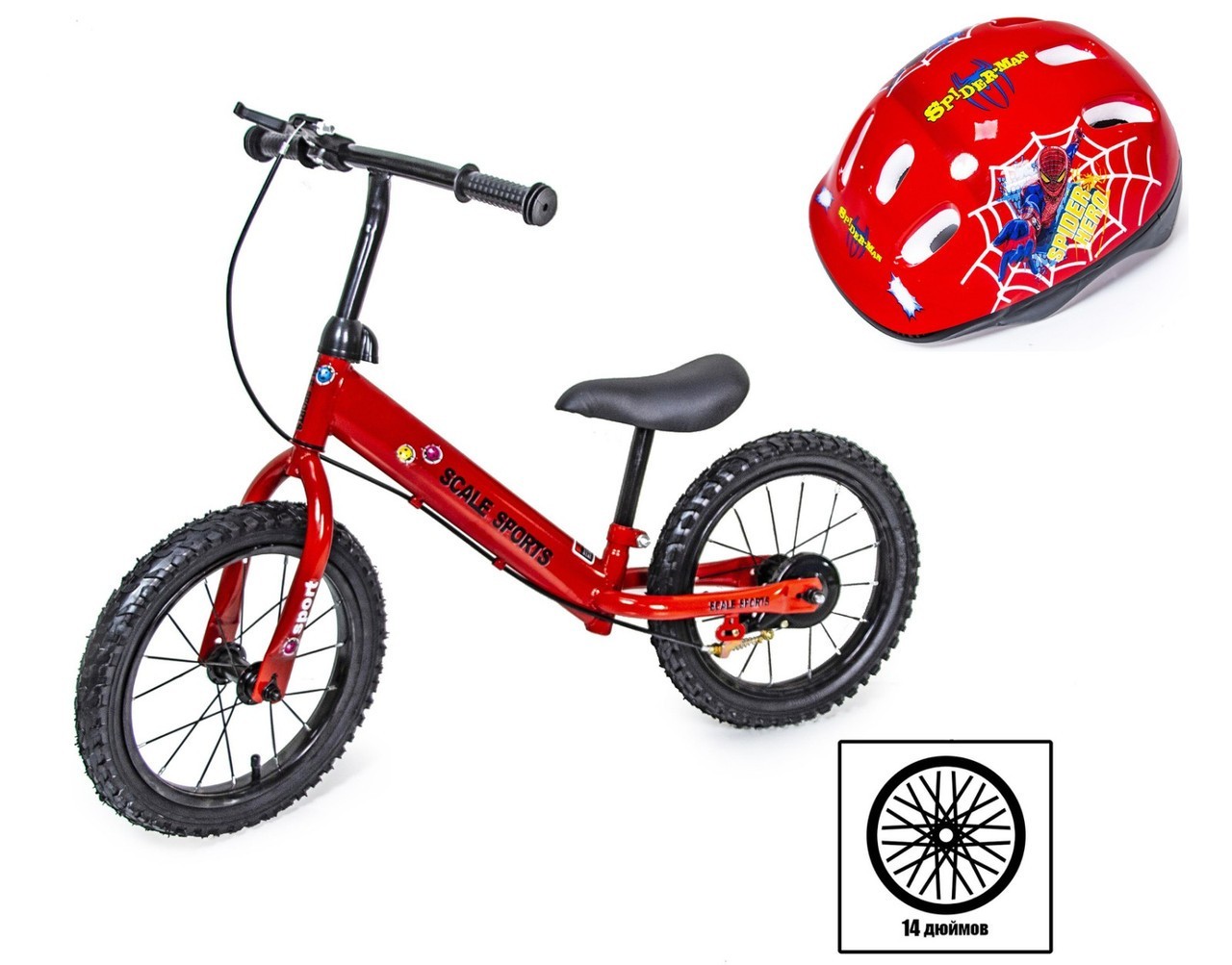 

Детский Велобег 14 Scale Sports со шлемом красный цвет