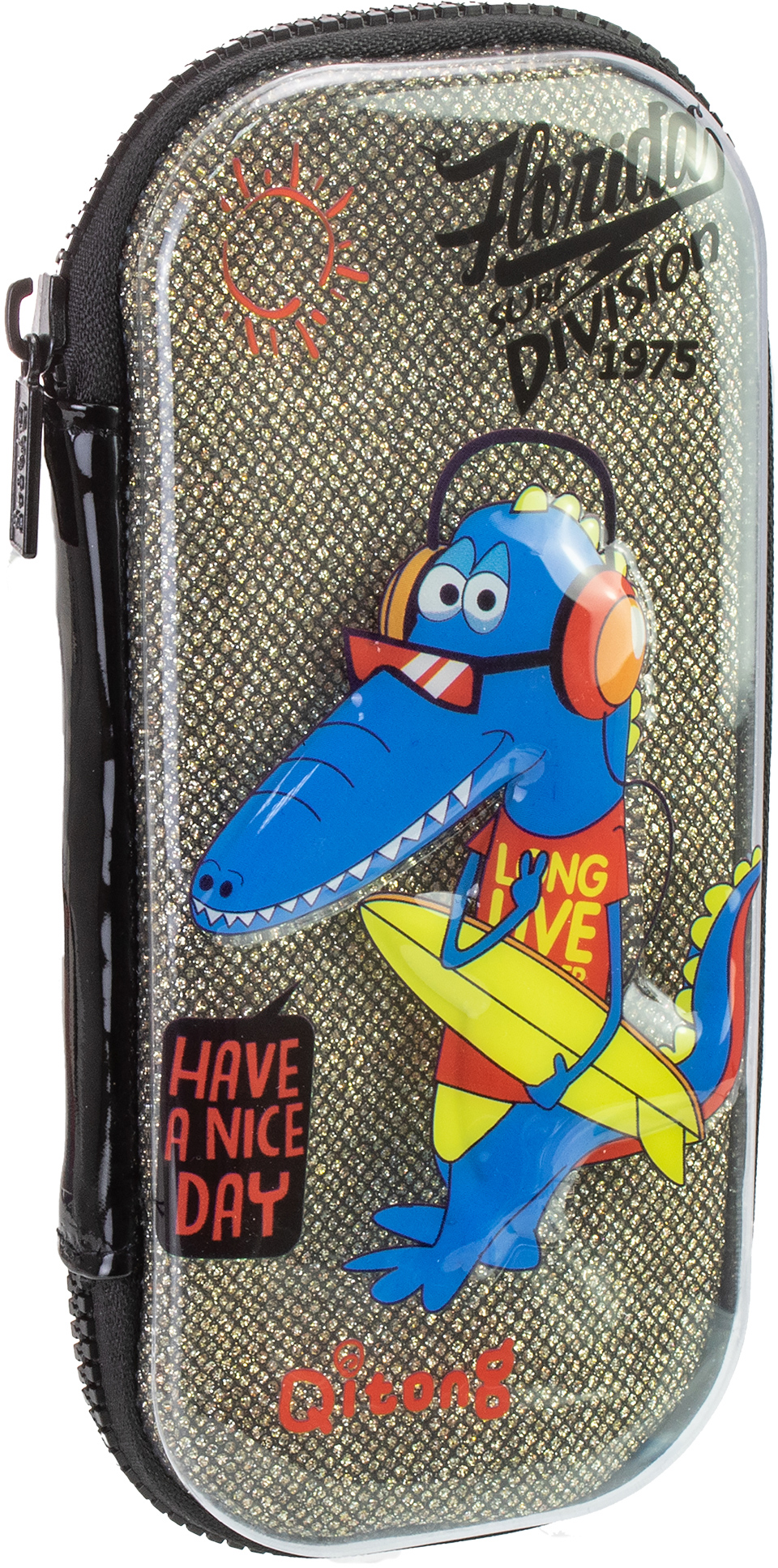 

Пенал Cool For School блестящий 1 отделение с органайзером черный (QT-5780-Black)