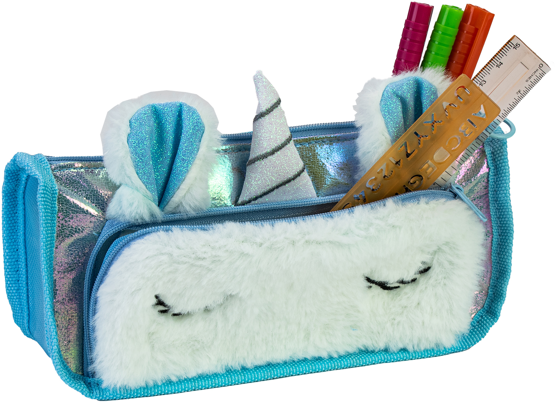 

Пенал Cool For School плюшевый 2 отделения голубой (CF87070)