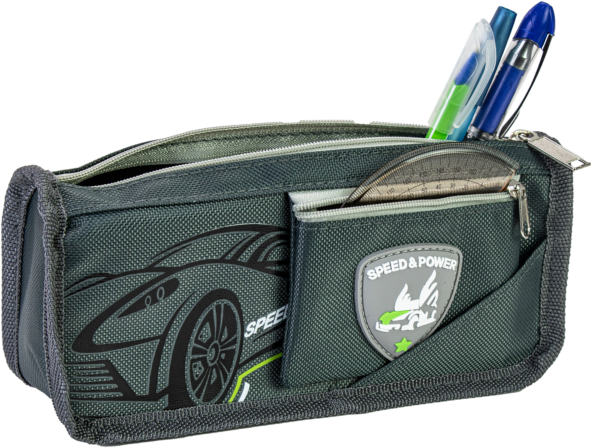 

Пенал Cool For School с карманом 1 отделение Speed&Power серый (CF86984)
