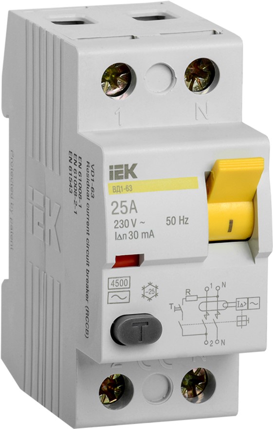 

ПЗВ IEK ВД1-63 2Р 25А 30 мА (MDV10-2-025-030)