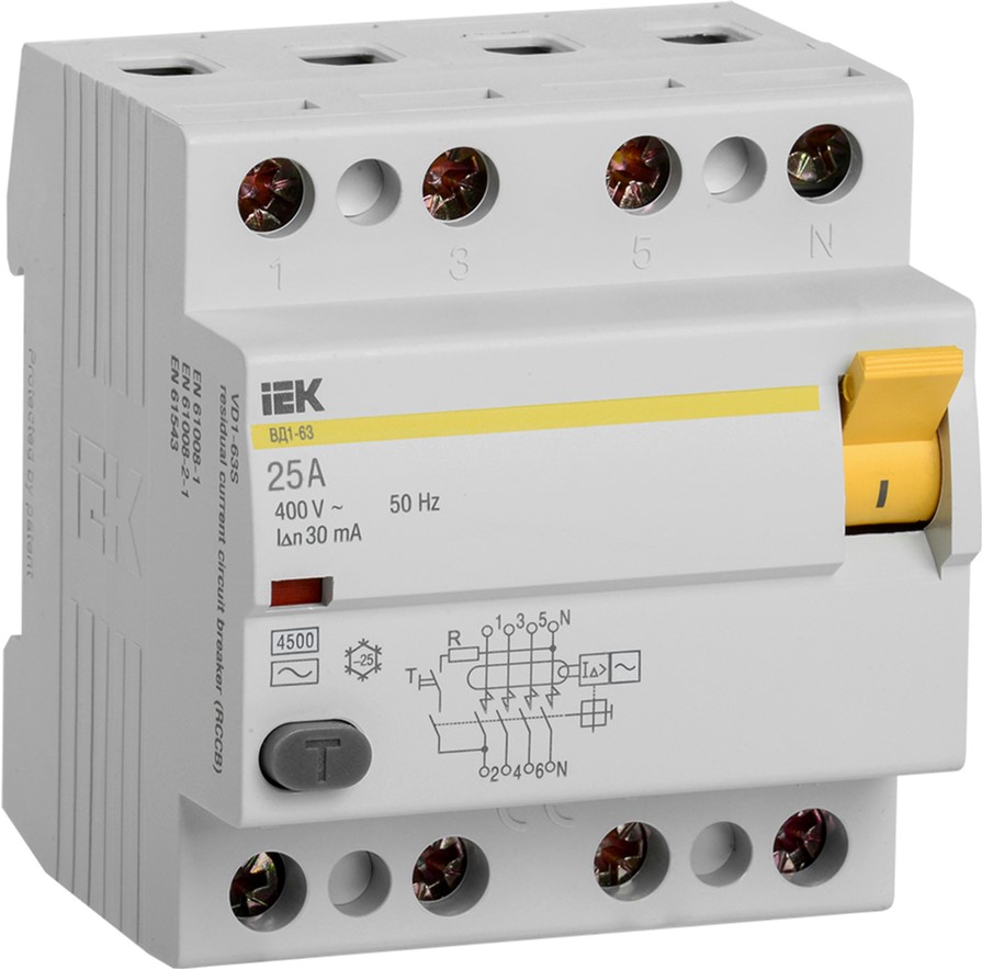

ПЗВ IEK ВД1-63 4Р 25А 30 мА (MDV10-4-025-030)
