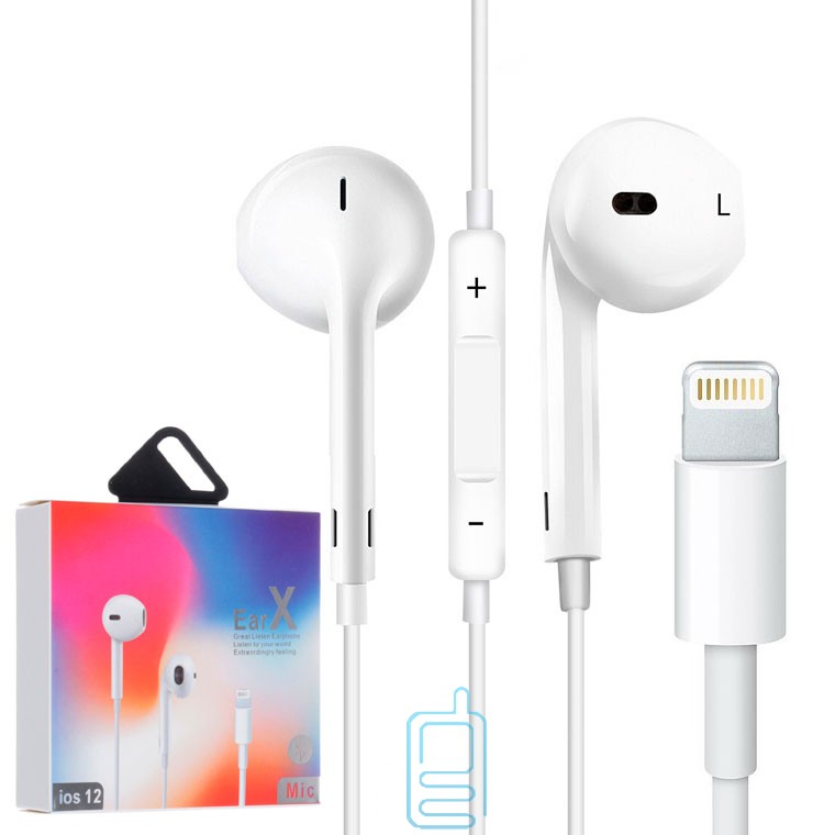 

Наушники с микрофоном iPhone EarX ios12 белые