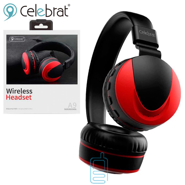 

Bluetooth наушники с микрофоном Celebrat A9 черно-красные