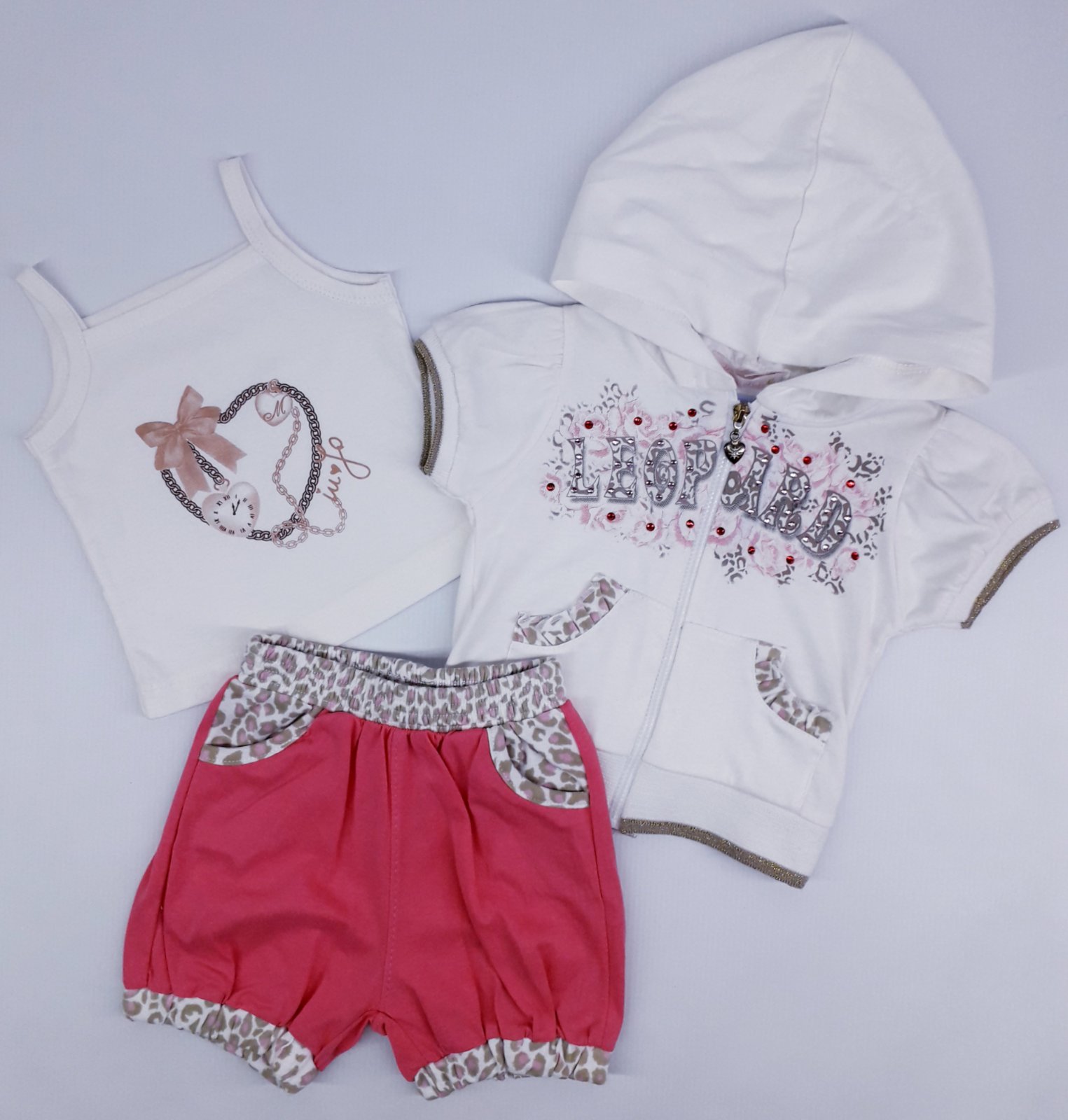 

Костюм (жилет+шорты+майка) Mesutto Baby 4523 68см(р) молочный с розовым