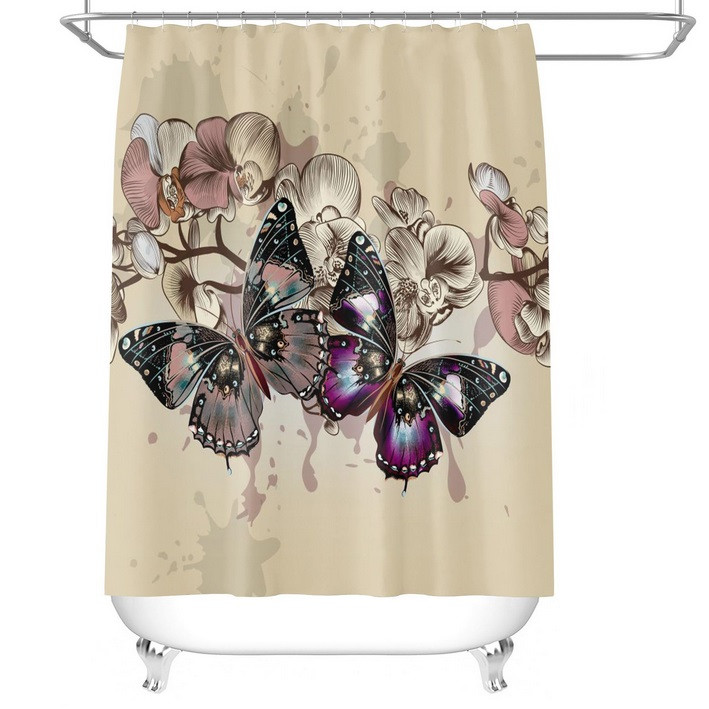 

Шторка для ванной и душа Butterflies on beige 180х180 см (21107)