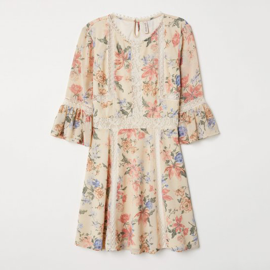 

Платье H&M 65956385  Кремовое цветы, Платье H&M 65956385 36 Кремовое цветы