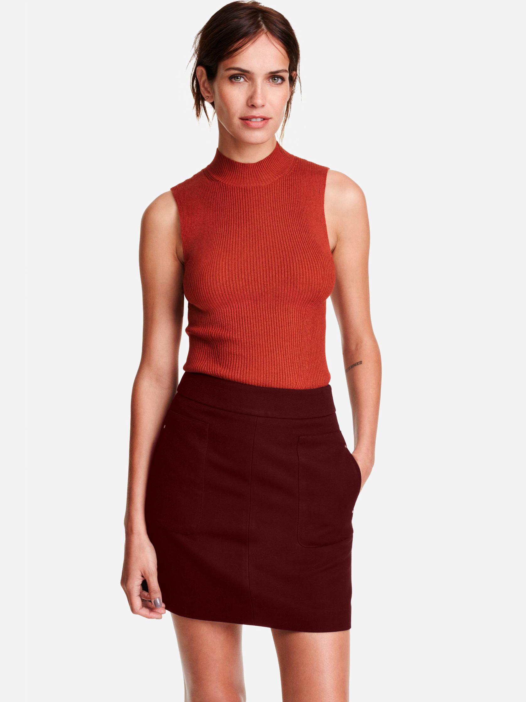 

Юбка H&M 64715265  Бордовая, Юбка H&M 64715265 34 Бордовая