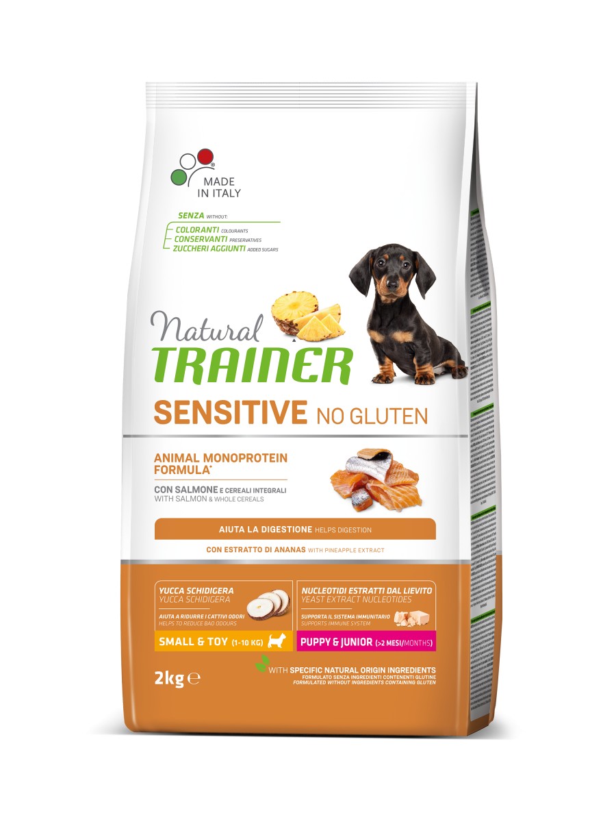 

Сухой корм для собак Natural Trainer Dog Sensitive Puppy&Junior Mini With Salmon 2 кг монопротеиновый корм для щенков мелких пород с вкусом лосося