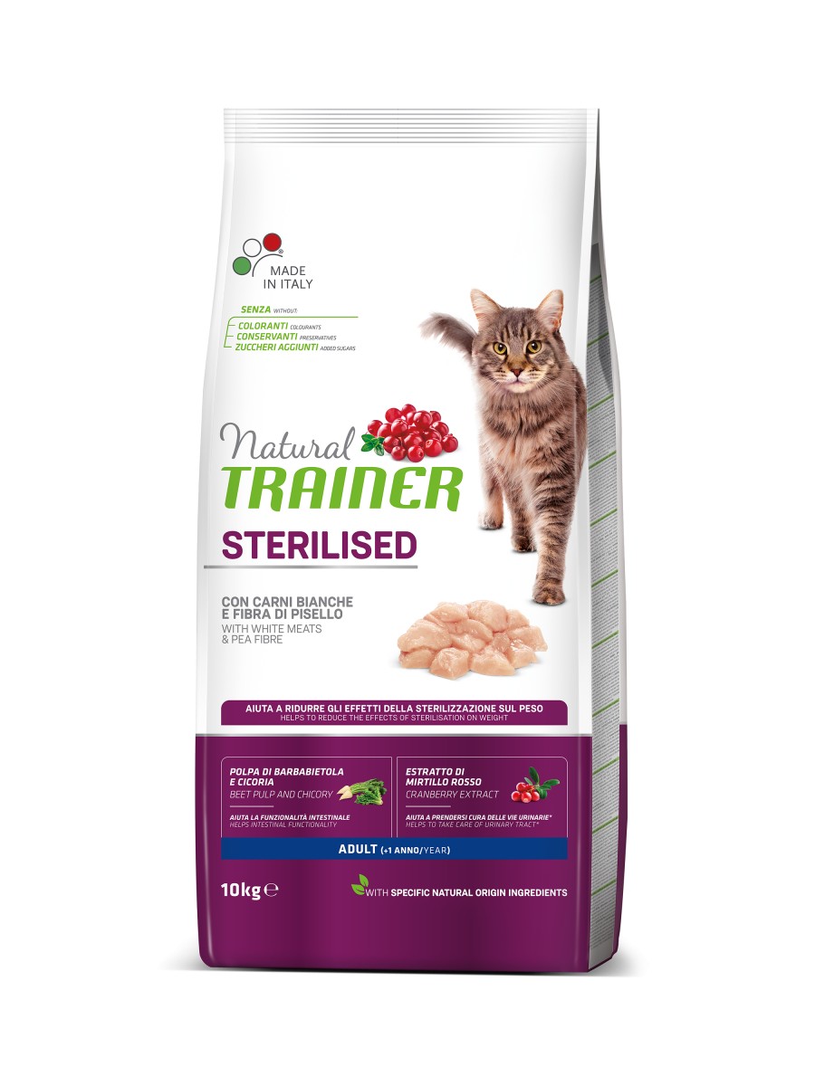 

Сухий корм для стерилізованих кішок Trainer Natural Super Premium Adult Sterilised with fresh White Meats 10 кг зі свіжим білим м'ясом