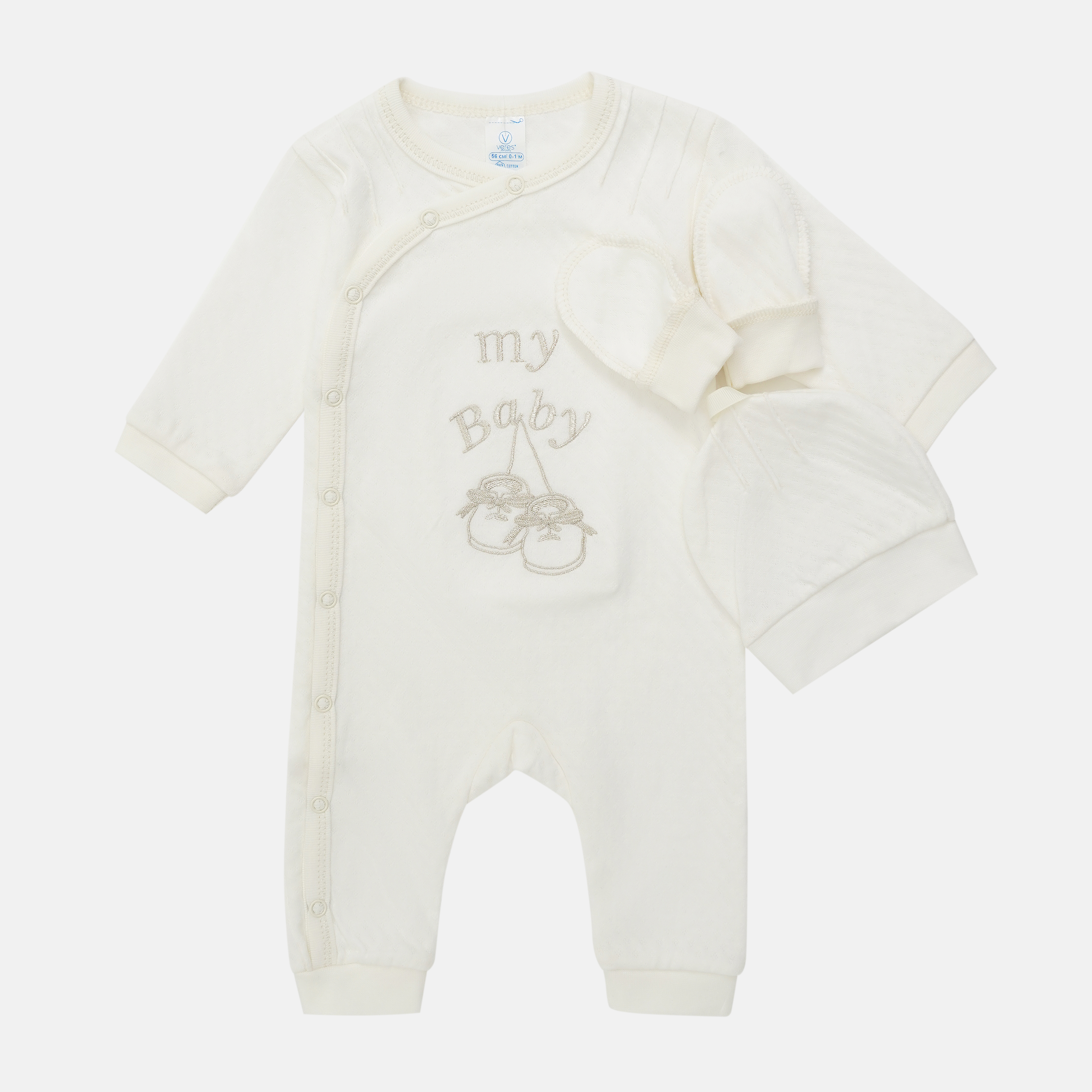 

Человечек + шапочка Baby Veres Booties platinum 110-3.57-4 62 см Молочный