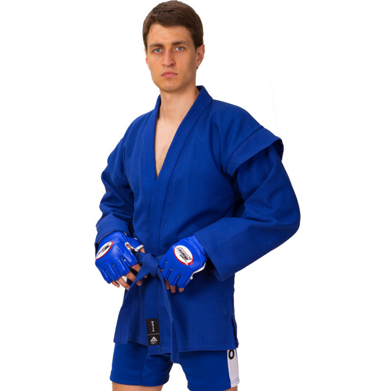 

Кимоно для самбо Matsa Heroe 3211 синее 500г/м2 размер M рост 150 см