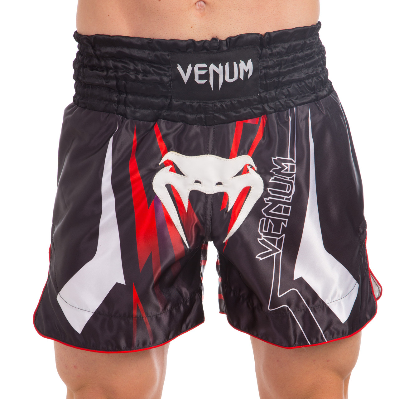 

Шорты для тайского бокса и кикбоксинга Venum Sharp Heroe 0211 размер L (48-50) Black-White-Red