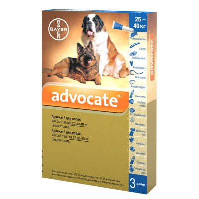 

ADVOCATE комплексное средство от паразитов для собак 25-40 кг, 3 шт в упаковке