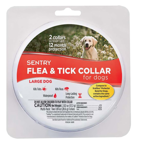 

Sentry Flea&Tick Large ошейник от блох и клещей для собак крупных пород, 6 месяцев защиты, 56 см, 2 шт.