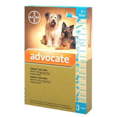 

ADVOCATE комплексное средство от паразитов для собак 4-10 кг, 3 шт в упаковке