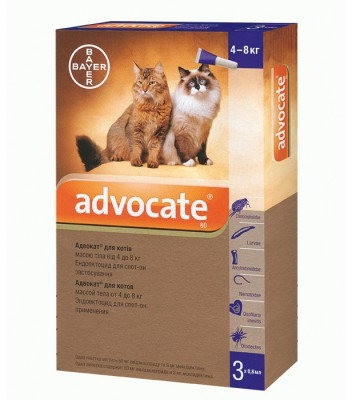 

ADVOCATE комплексное средство от паразитов для кошек 4-8 кг, 3 шт в упаковке