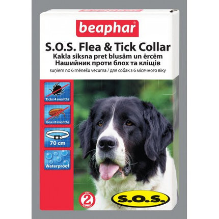 

Ошейник beaphar S.O.S. от блох и клещей для собак, с 6 мес, 70см