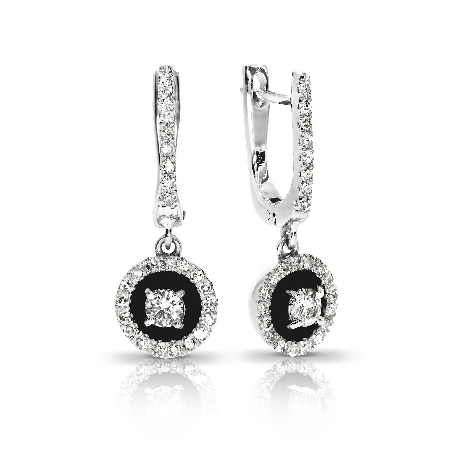 

Серьги из белого золота с бриллиантами и эмалью 033116