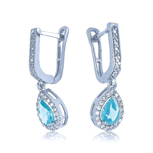 

Серьги из белого золота с топазами и куб. циркониями 308872