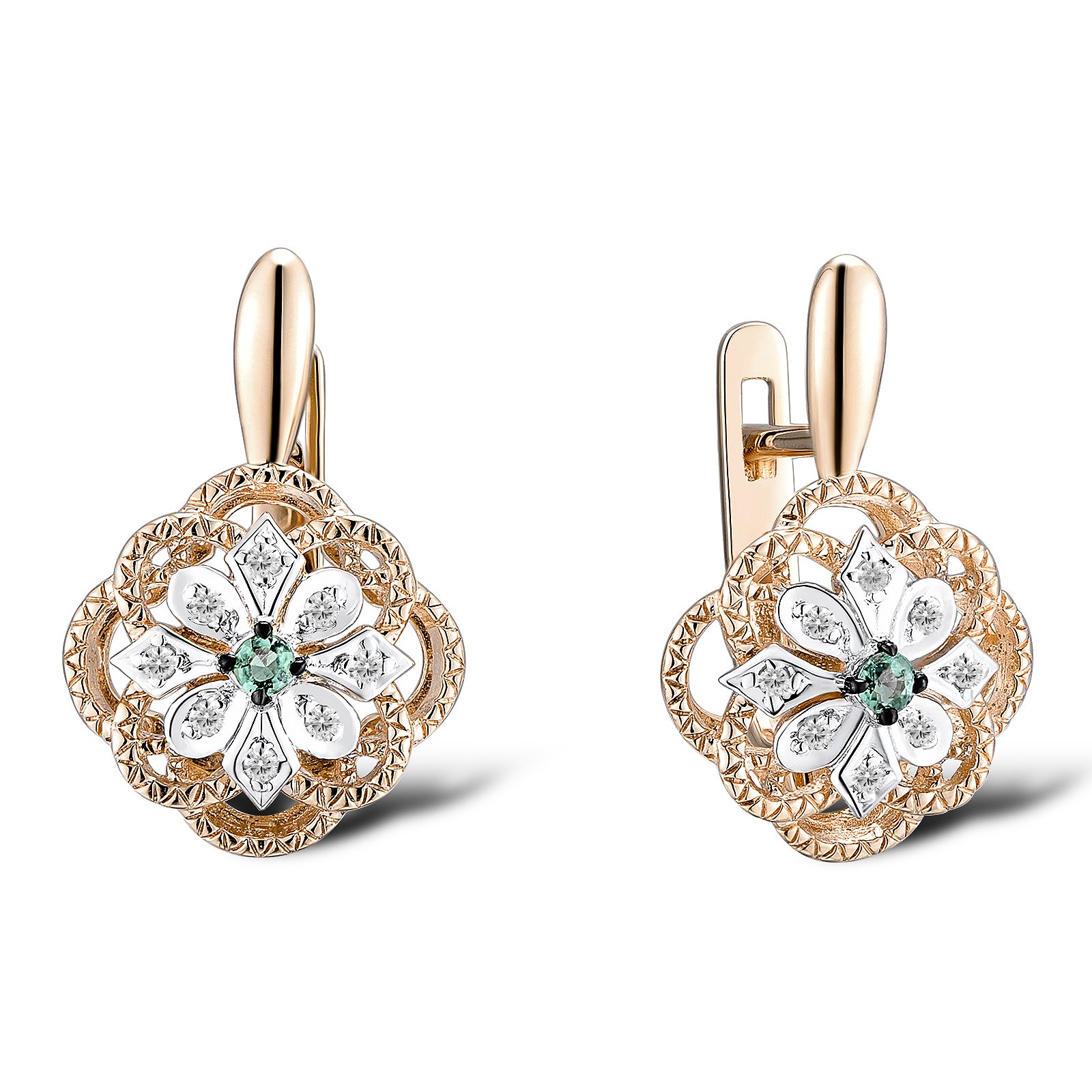 

Серьги из красного золота с бриллиантами и изумрудами 1645085
