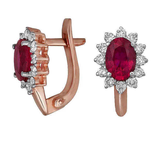 

Серьги из красного золота с бриллиантами и рубинами 103396