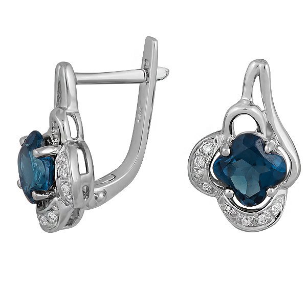 

Серьги из белого золота с бриллиантами и топазами 075791