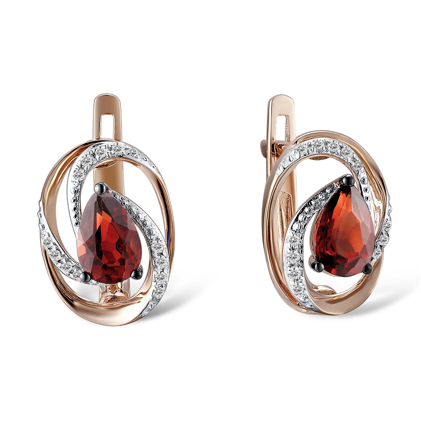 

Серьги из красного золота с бриллиантами и гранатами 1554571
