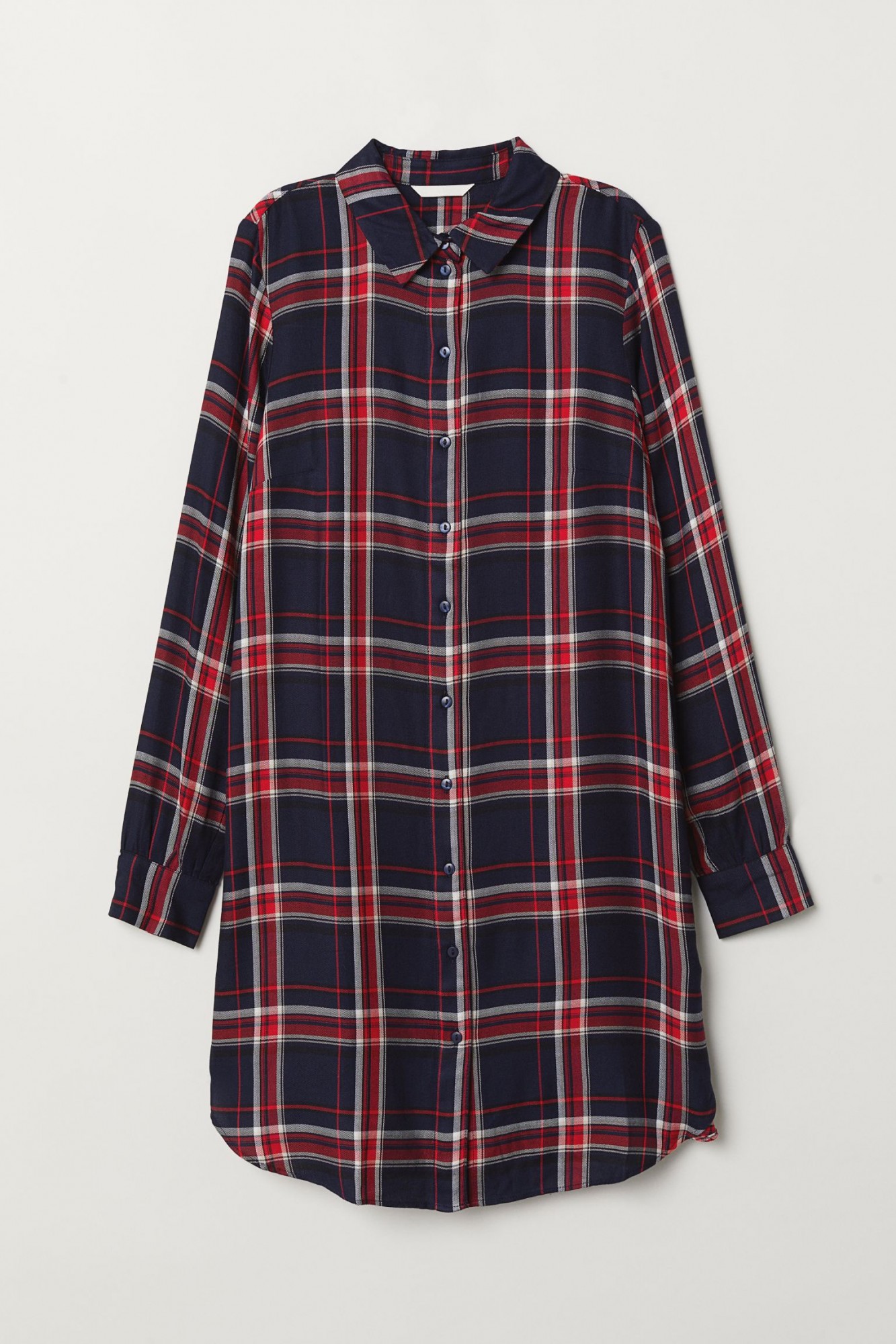 

Платье-рубашка в клетку H&M  Темно-синее, Платье-рубашка в клетку H&M 36 Темно-синее