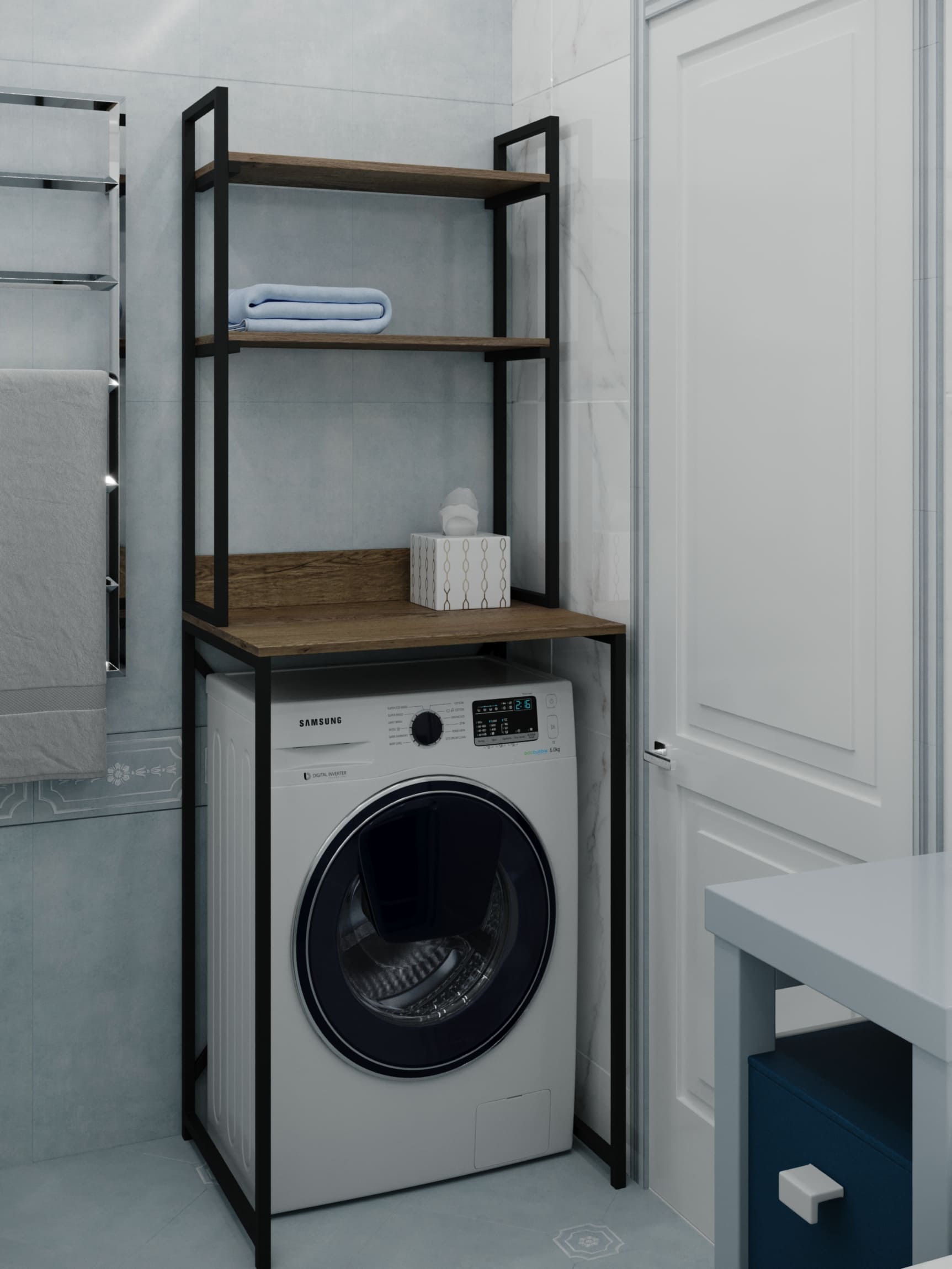 

Тумба под стиральную машину с полками Loft черный Rimos 650х1880х500 мм Аликанте (Z-50_BL_Al)