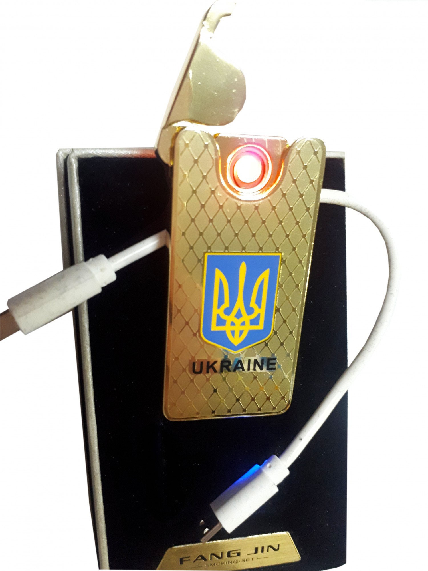 

Зажигалка USB Fang Jin Ukraine электрическая Золотистая (XT-4795)