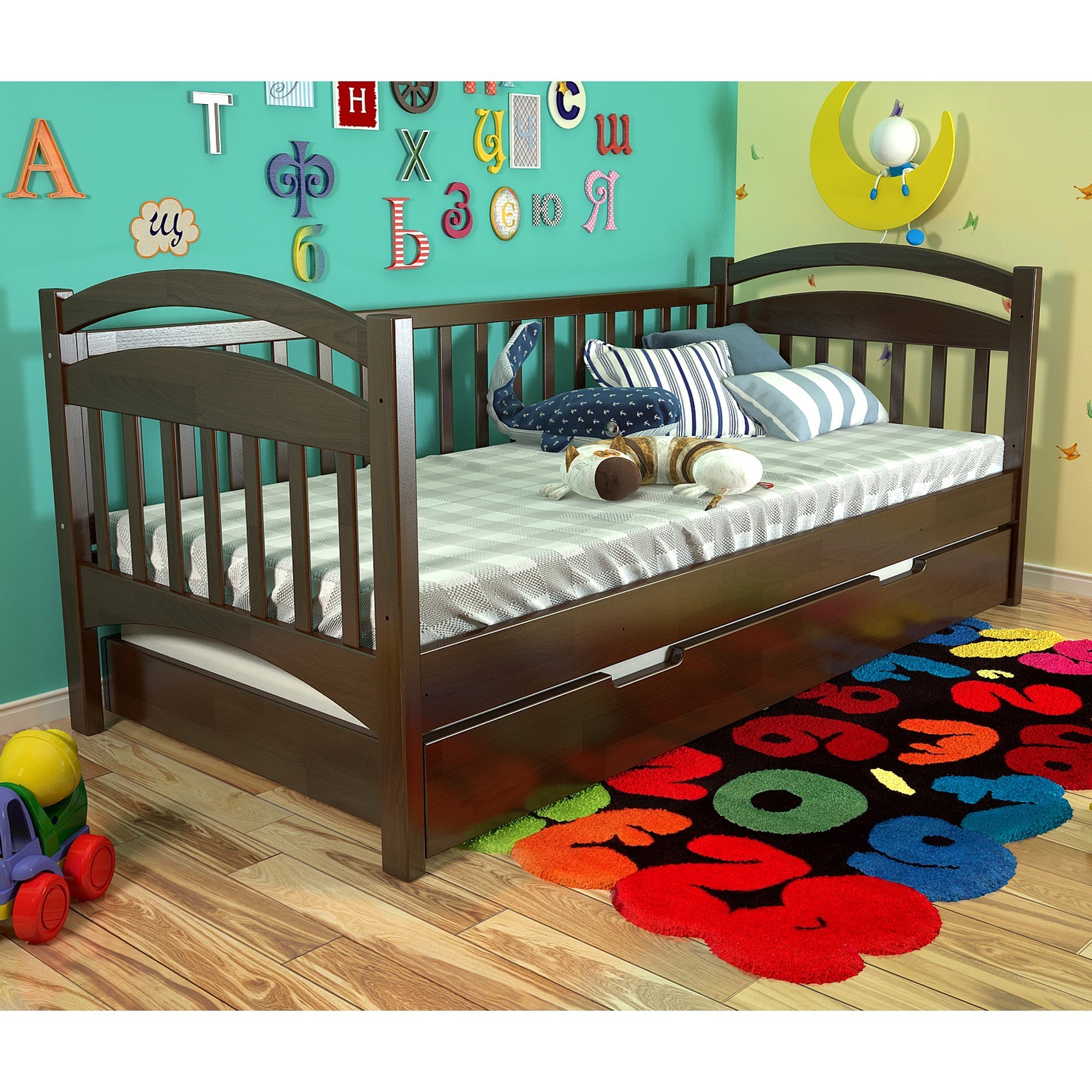 

Детская кровать Алиса (Arbor Drev) Темный орех 80х200 см 71145_11