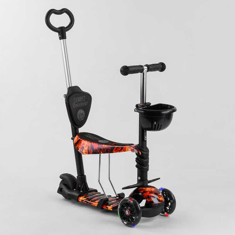 

Самокат 5в1 17334 Best Scooter, черный, абстракция, PU колеса, подсветка колес