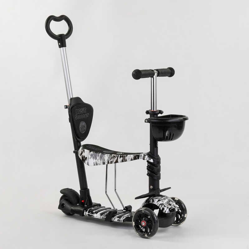 

Самокат 5в1 24501 Best Scooter, черный,абстракция, PU колеса, подсветка колес
