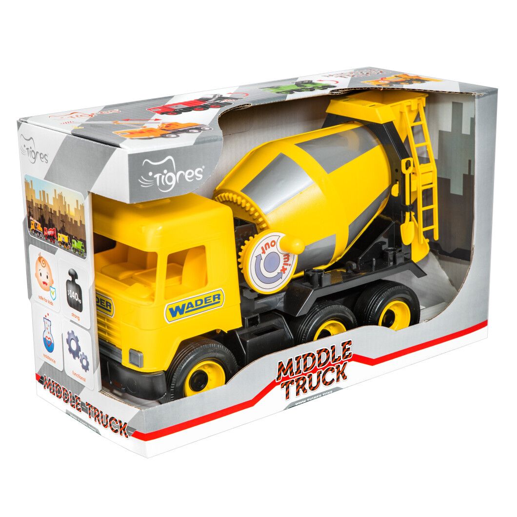 

Машинка игрушечная Бетономешалка Wader Middle Truck желтая (39493)