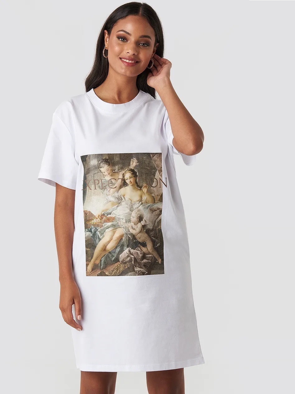 

Платье-футболка Expectation NA-KD 1631000009 2XS Белый