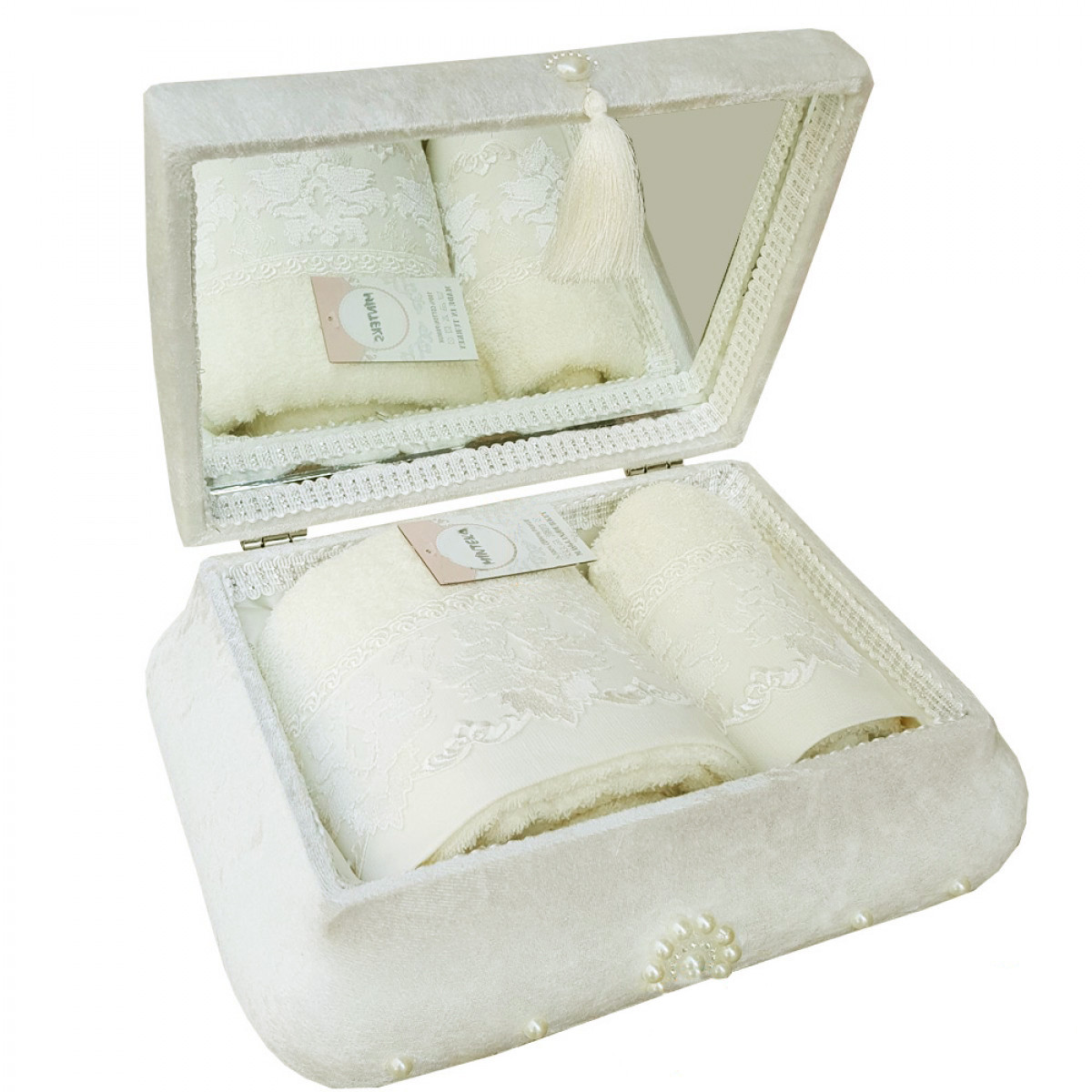 

Подарочный набор полотенец в сундуке Minteks Towel Set 50x90 + 70x140 бежевый