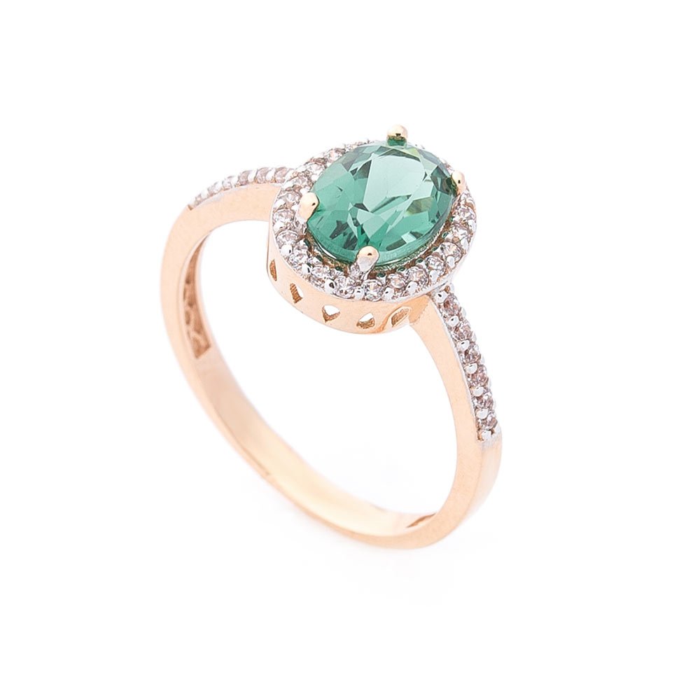 

Золотое кольцо (празиолит, фианиты) к05079 Оникс 19