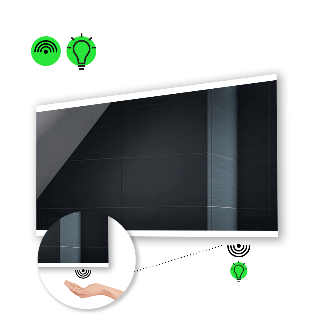 

Зеркало Ines с Led-подсветкой, с ИК включателем 90x80 см