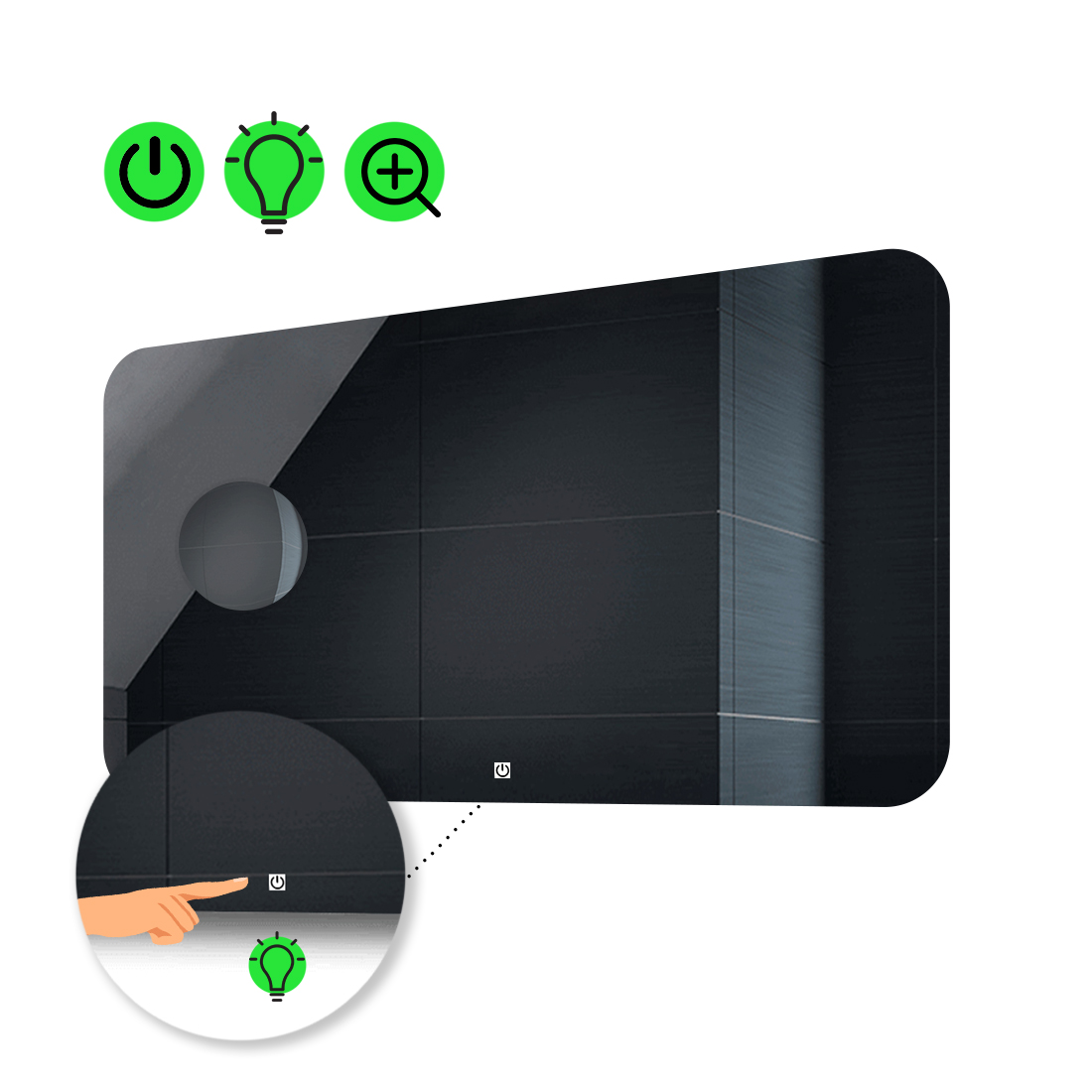 

Зеркало Ornela с Led-подсветкой, с сенсором и линзой без подсветки 120x80 см