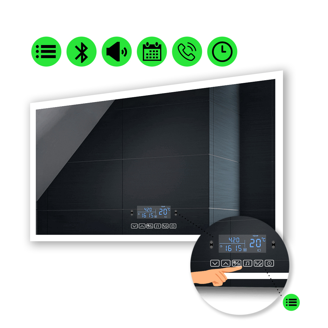 

Зеркало Simphony с Led-подсветкой, и мультиблоком 100x80 см